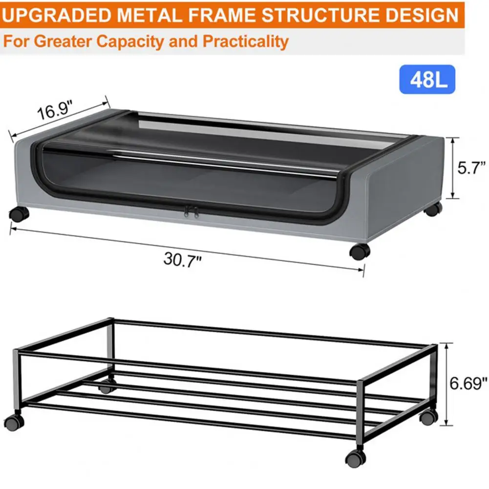 Under-bed Storage Case Dust-proof under Bed Storage Container Dustproof Under-bed Storage Box with Wheels Zipper for Quilts