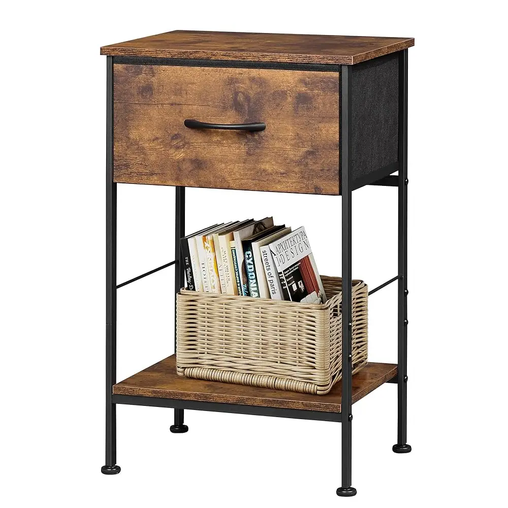 

Nightstand, Bedside Side Table For Bedroom, Dorm With Steel Frame, Night Stand End Table With Fabric Storage Drawer, Easy