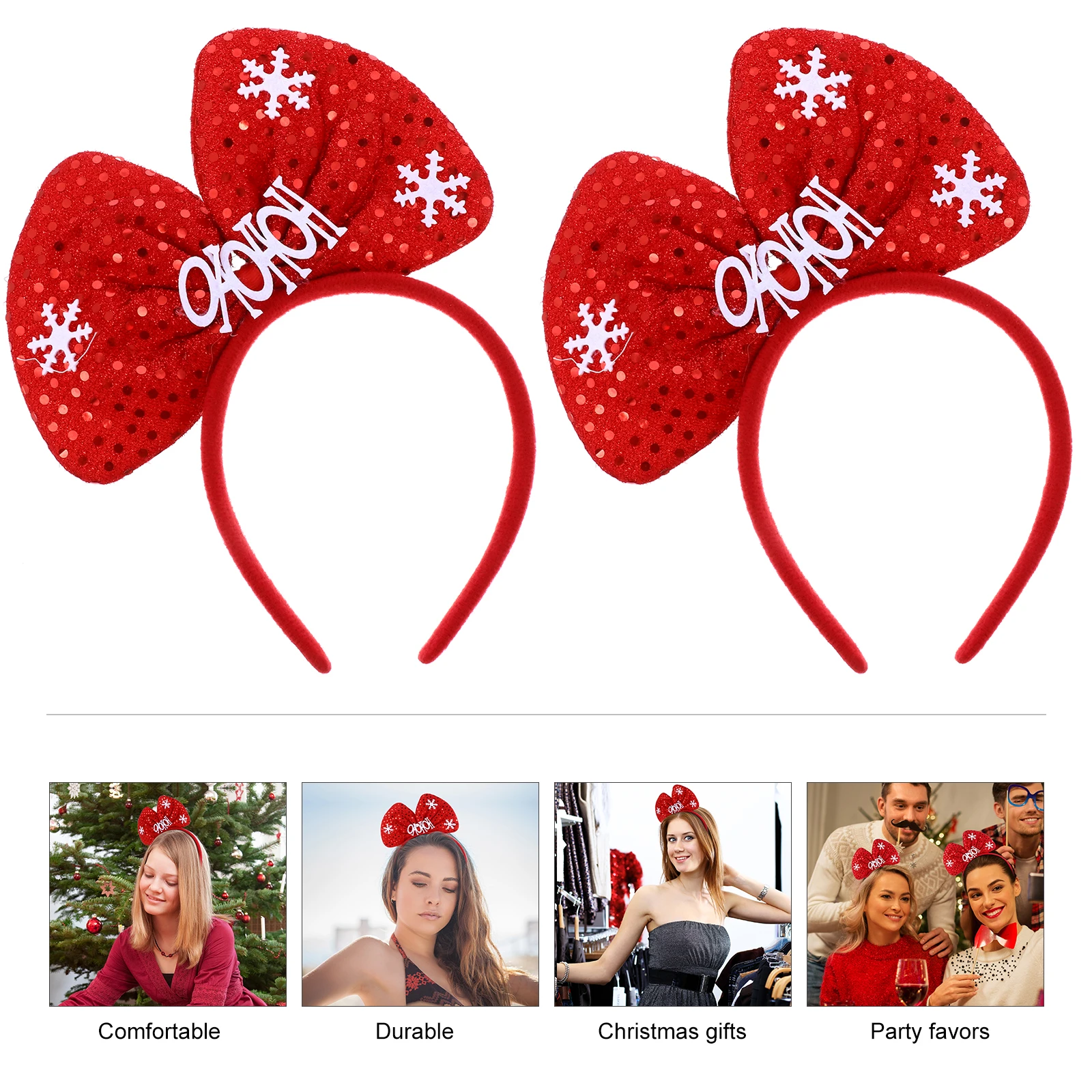 

2pcs Christmas Hair Accessory Hoop Christmas Kids Accessories Butterfly Headband Elastic Wide Edge Hair Rim Holiday