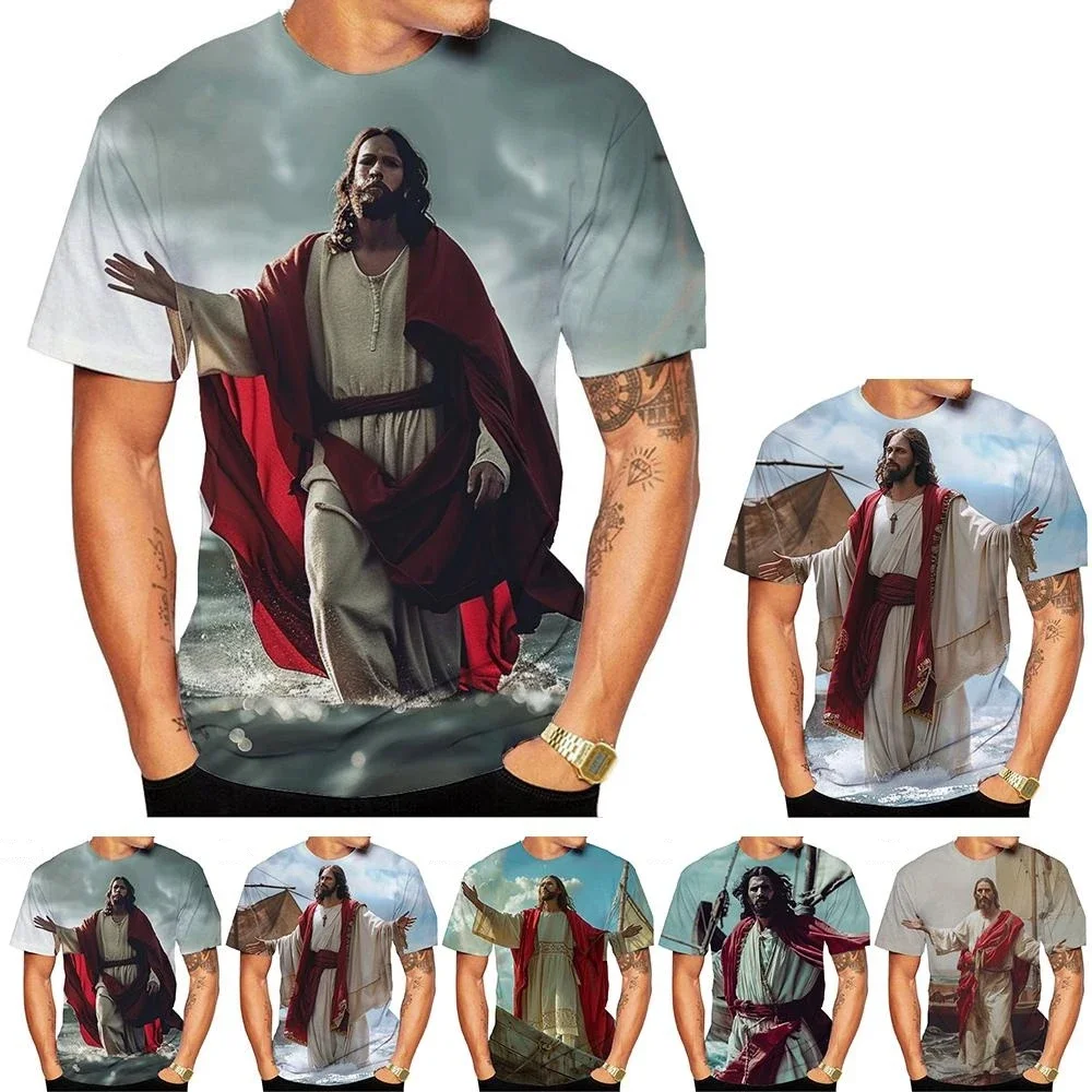 

New Fashion Men's and Women's Summer 3D HD Printed Jesus Graphic T-shirt Street Style Unisex Kids Fashion Top Funny 100-6XL