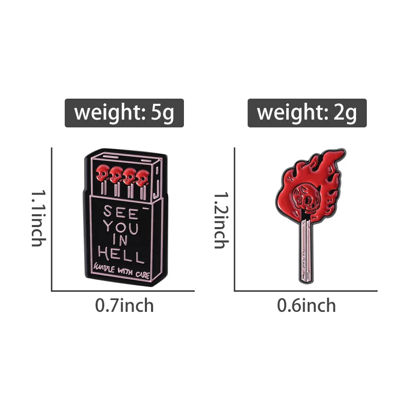 الرعب الهيكل العظمي مباريات المينا دبابيس مخصصة أراك في الجحيم علبة عود الثقاب دبابيس معدنية شارة التلبيب هدايا مجوهرات الهالوين #6
