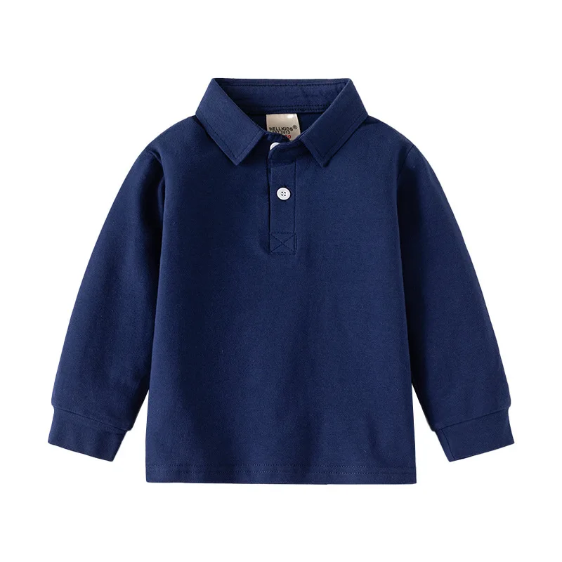 Cotton Long Sleeve Boys Polo T-shirts Toddler Kids Elegant Tops Tees Spring Children\'s Clothes