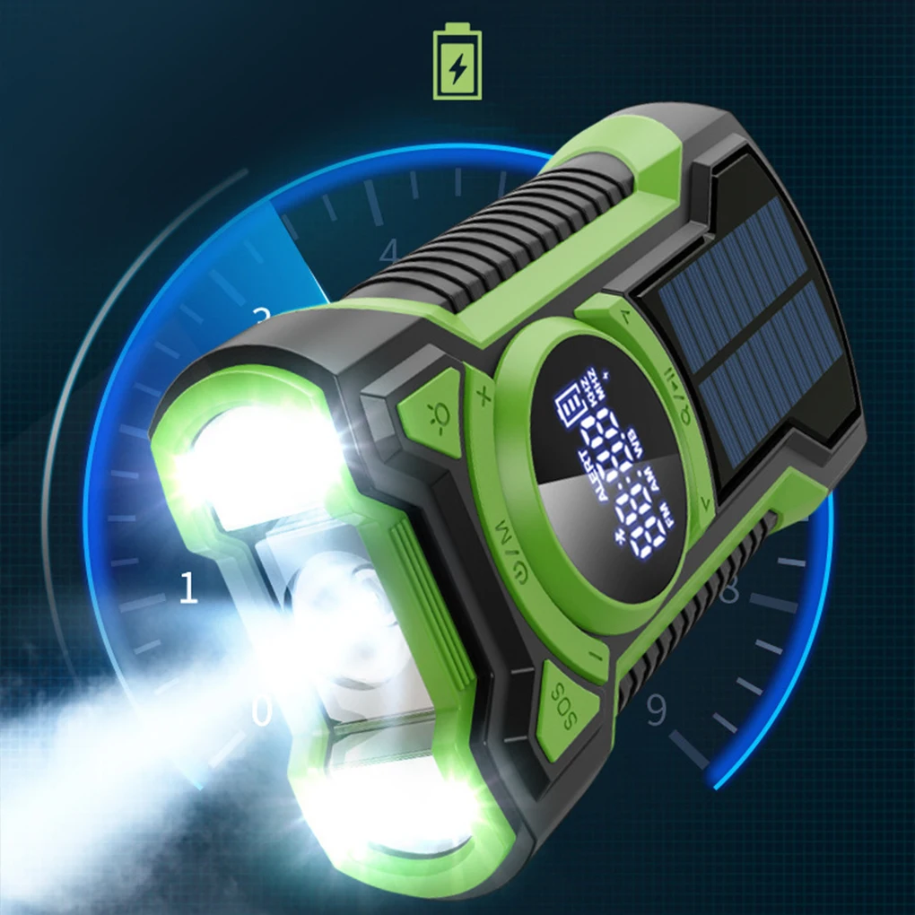 

Солнечная аварийная погодная радиостанция 5000 мАч Портативная ручная радиостанция Bluetooth-совместимые динамики 5.3 SOS-сигнализация для выживания на открытом воздухе