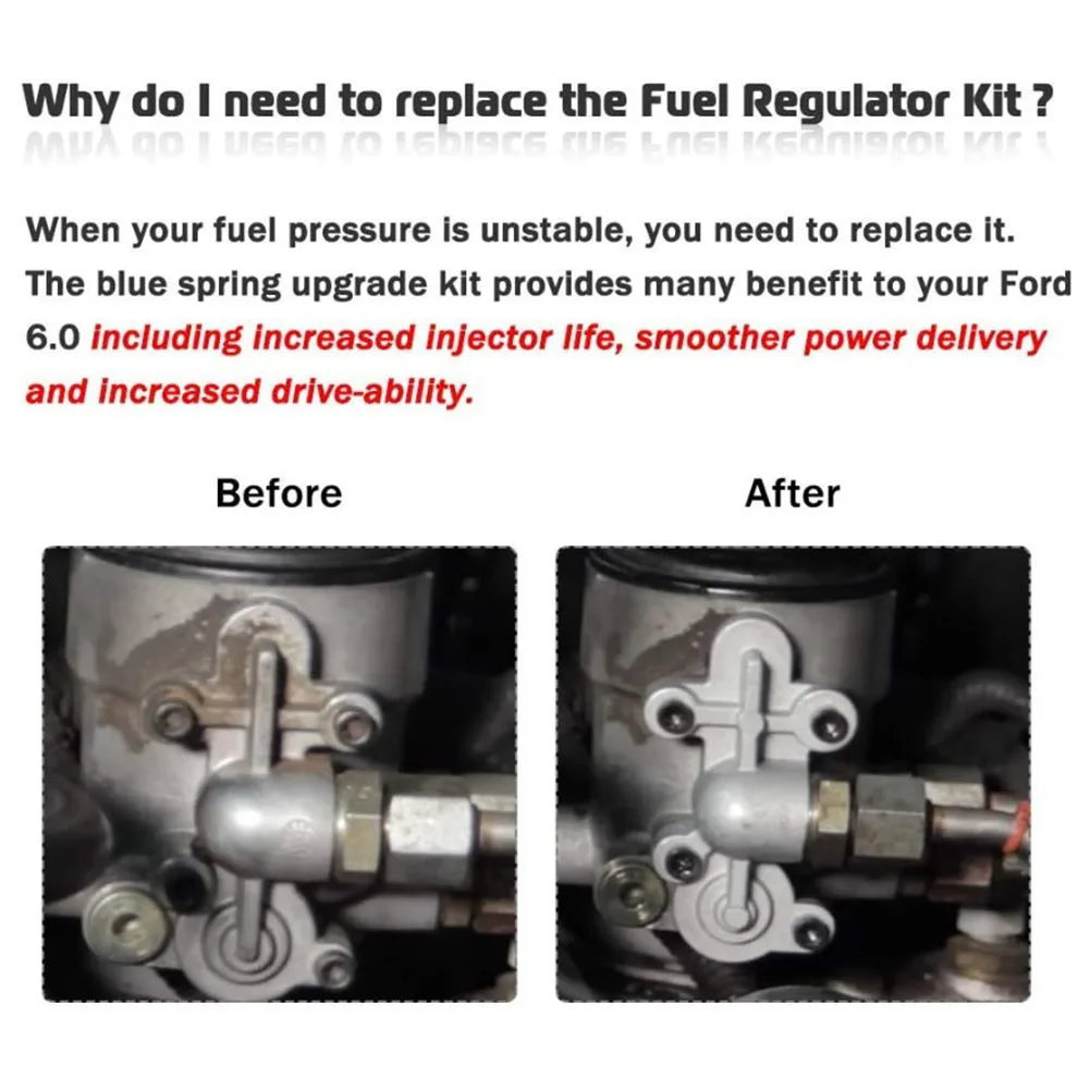 Fuel Pressure Regulator Kit Replaces 3C3Z-9T517-AG 3C3Z9T517AG Blue Spring Fuel Pressure Regulator for Ford 6.0L 2003-2007