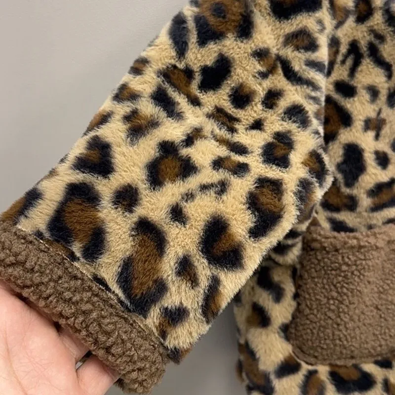 Baby Mädchen Junge Leopard Jacke Kunstpelz Säugling Kleinkind Kind Warme Fleece Innen Mantel Frühling Herbst Winter Baby Kleidung 1-8Y