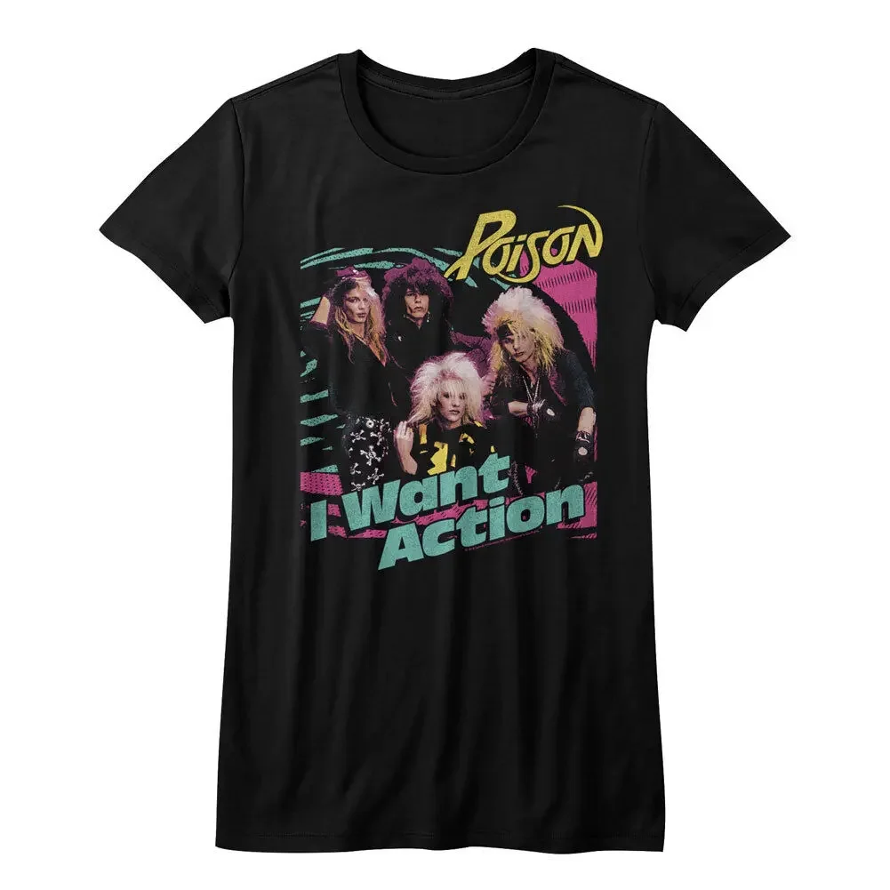 Poison I Want Action Women's Fitted T Shirt Rock Music