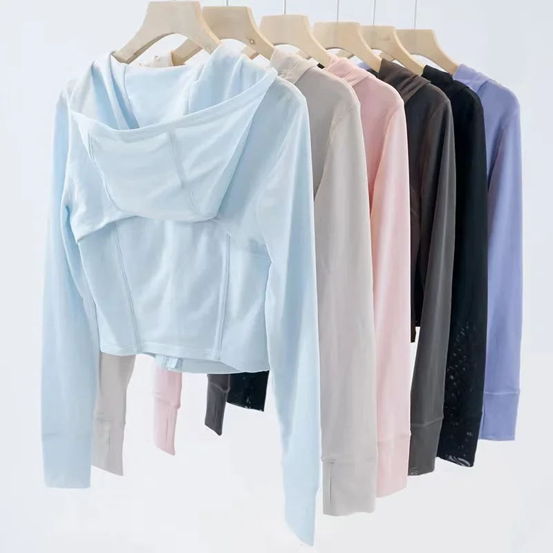 

Spring/Summer Mesh Women's Yoga Top Hooded Breathable Sunscreen Cardigan Fitness Leisure Outdoor Sports Jacket
