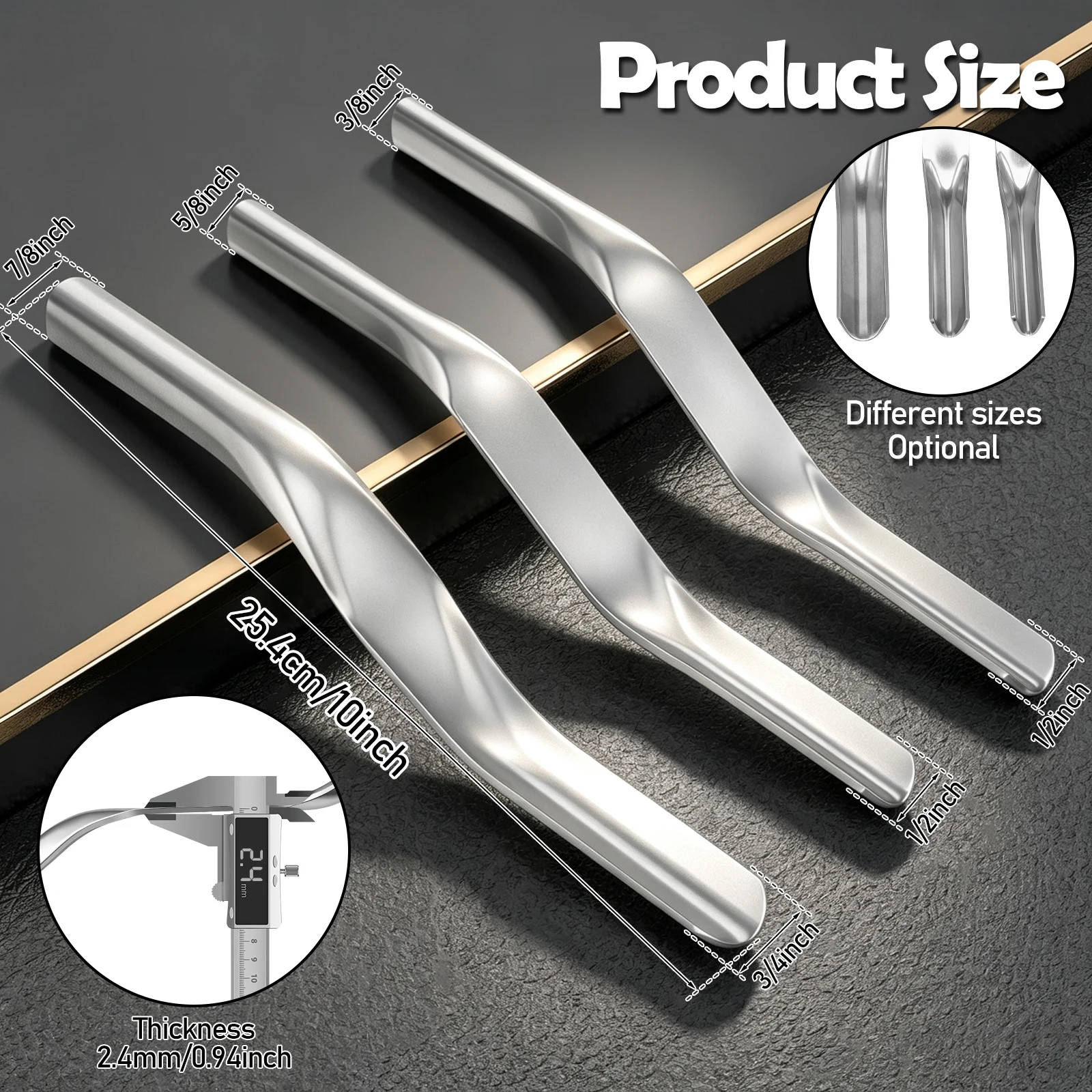 3Pcs Double Ended Brick Jointer Tool 1/2 × 3/8 inch 1/2 × 5/8 inch 3/4 × 7/8 inch Cement Mortar Bricklaying Pointing Tool
