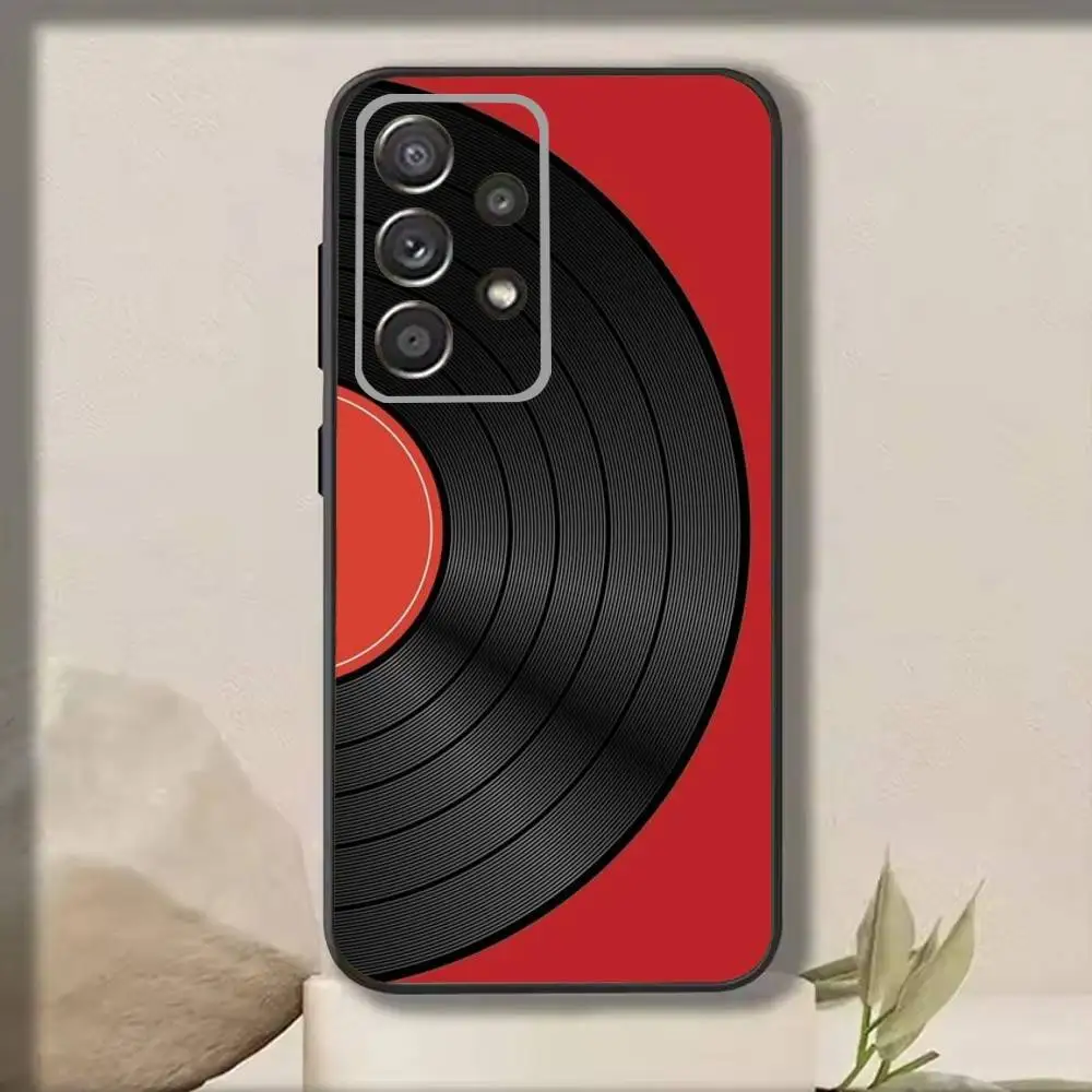 เคสโทรศัพท์ลายแผ่นเสียงไวนิล V-Vinyl สำหรับ Samsung S25,S24,S21,S22,S23,S30,Ultra,S20,Plus,Fe,Note,10,9,5G สีดำ