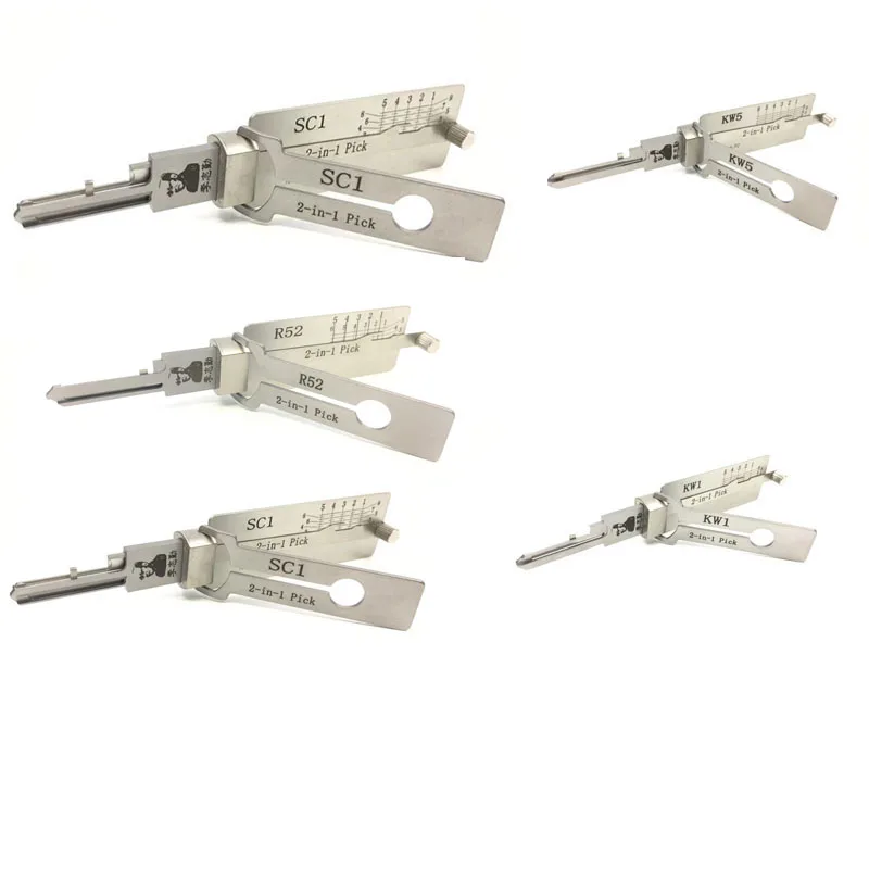 Herramientas originales Lishi Lockpick KW1 KW5 SC1 SC4 R52 5 unids/set 2 en 1 herramientas de selección y decodificador China Lishi Ganzua a la venta