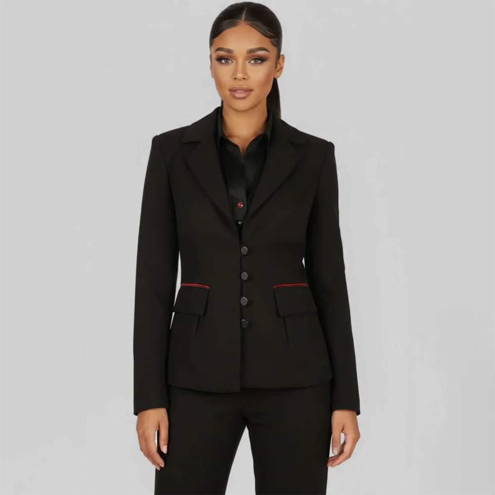 Women Formal Business Suit Black Single Breasted Fitted Blazer Pants Set Office Work Professional Ladies Tailored Costume