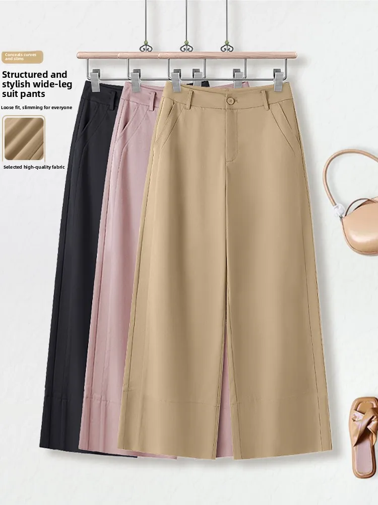 

Женские летние тонкие брюки с широкими штанинами, высокой талией, свободного кроя, прямые, укороченные, для невысоких женщин, в повседневном стиле