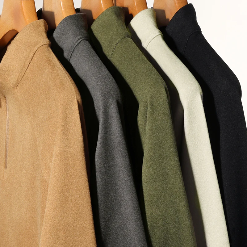Herren T-Shirt mit halbem Reißverschluss, Stehkragen, langen Ärmeln, einfarbig, Raglanärmel, weiche Thermobasis, lässige Alltagsoberteile – Detail 18