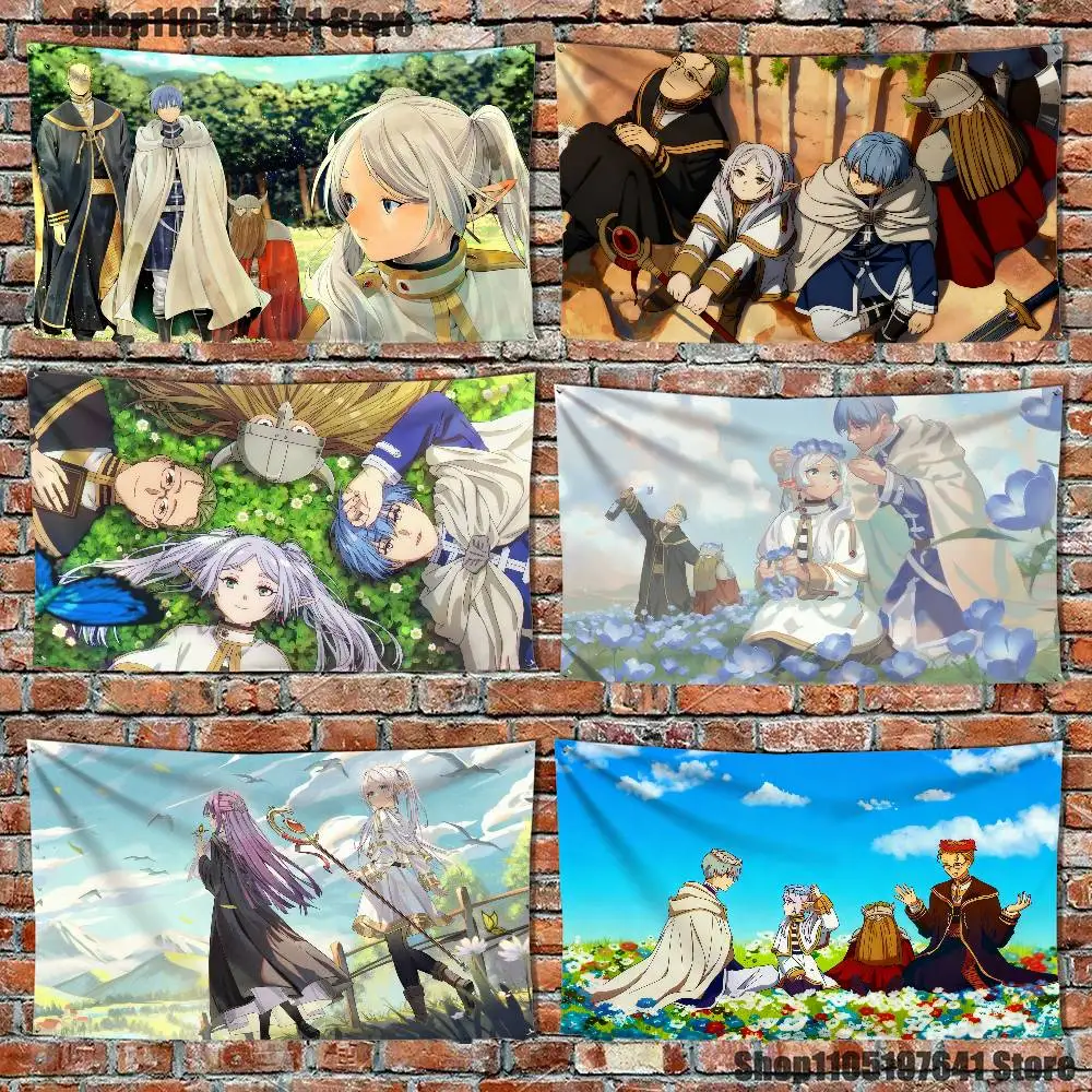 

Frieren Anime B-Beyond J-Journeys End Flag Tapestry Banner For Bedroom Outdoor Living Room Restaurant Bar Wall Decor Party