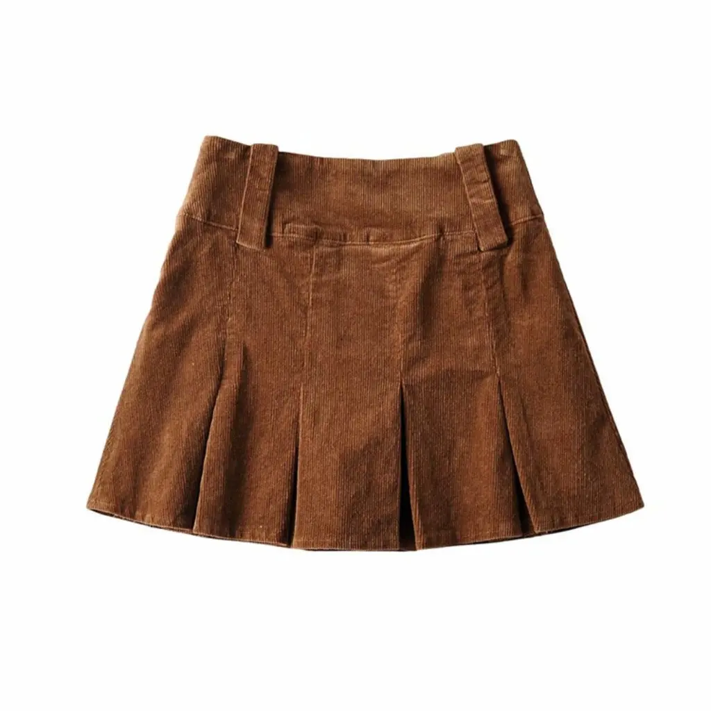 

YPFF High Waist Pleated Skirt for Women Retro College Style European American Design Side Zipper Anti-Light A-Line Short Skirt