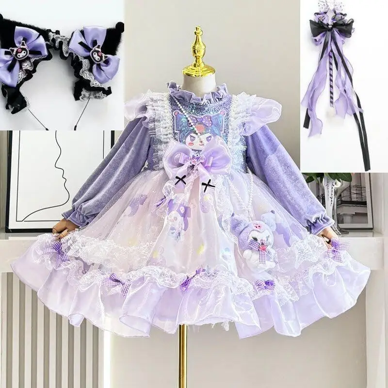 

Sanrio Kuromi Lolita Princess Dress Kids Clothes Girls Female Child Infant Dress Gown Women's Halloween Costumes Birthday Dress