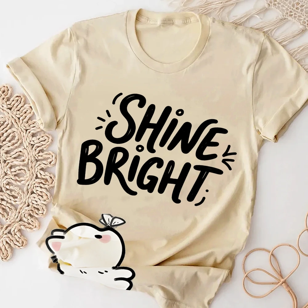 

Shine Bright Street Y2K letter Printed Short Sleeved Graphic T- shirts Hiphop Street Punk Wind Loose Fashion Oversized Summer