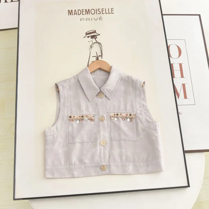 

2025 Autumn New Design Sense Minori Sle Vest adient Color Tassel Svel Collar Top Commute Sle ort Length ...