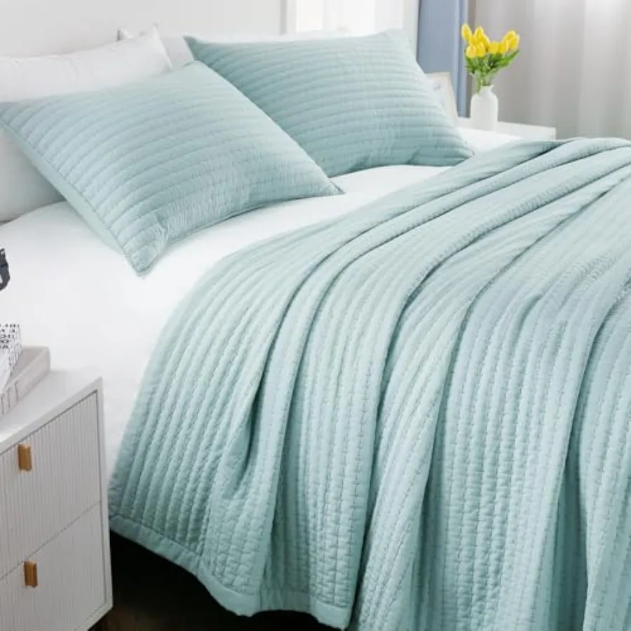 

Quilt Set 90"x90" Soft Washed 3-Layer Lightweight Bedspread with Multi-Lock Quilting Minimalist Nordic Bedding All-Season Quilt