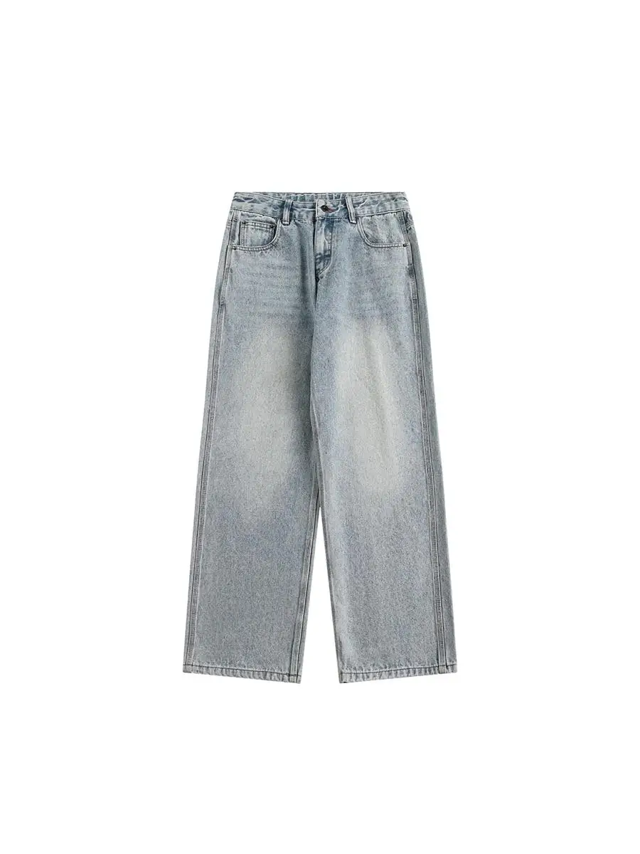 

Джинсы RefuseLow 2024 New Waed Draped Denim, в американском ретро-стиле, свободные прямые брюки, молодежная повседневная одежда, износостойкие