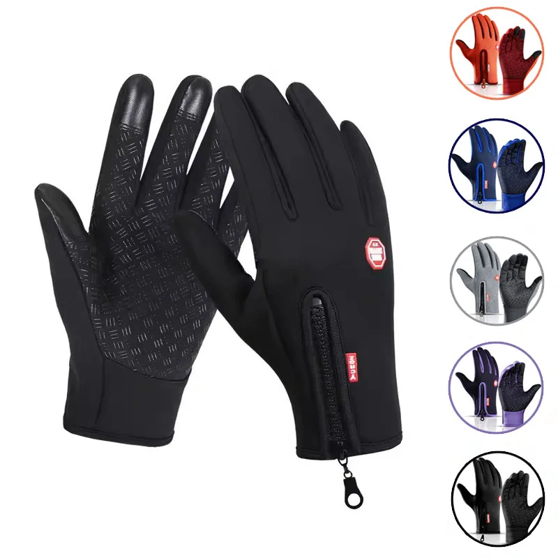 جديد الشتاء قفازات الرجال النساء اللمس الباردة مقاوم للماء دراجة نارية دورة قفازات الذكور الرياضة في الهواء الطلق زائد المخملية الدافئة تشغيل التزلج قفاز