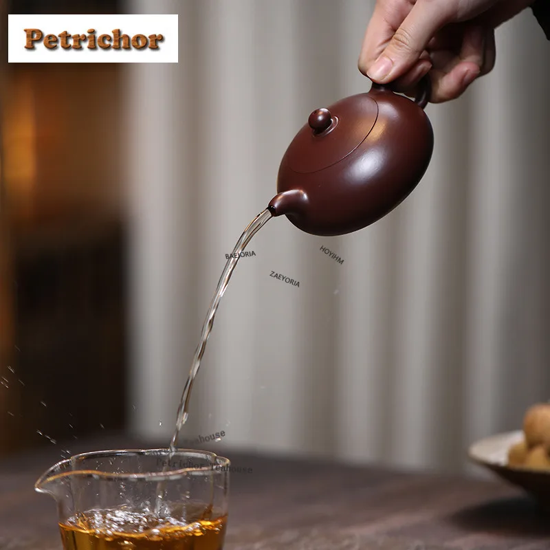150ml Ancient Yixing Purple Clay Teapots Handmade Half Moon Pot Raw Ore Purple Zhu Mud Kettle With Filter Chinese Zisha Tea Set