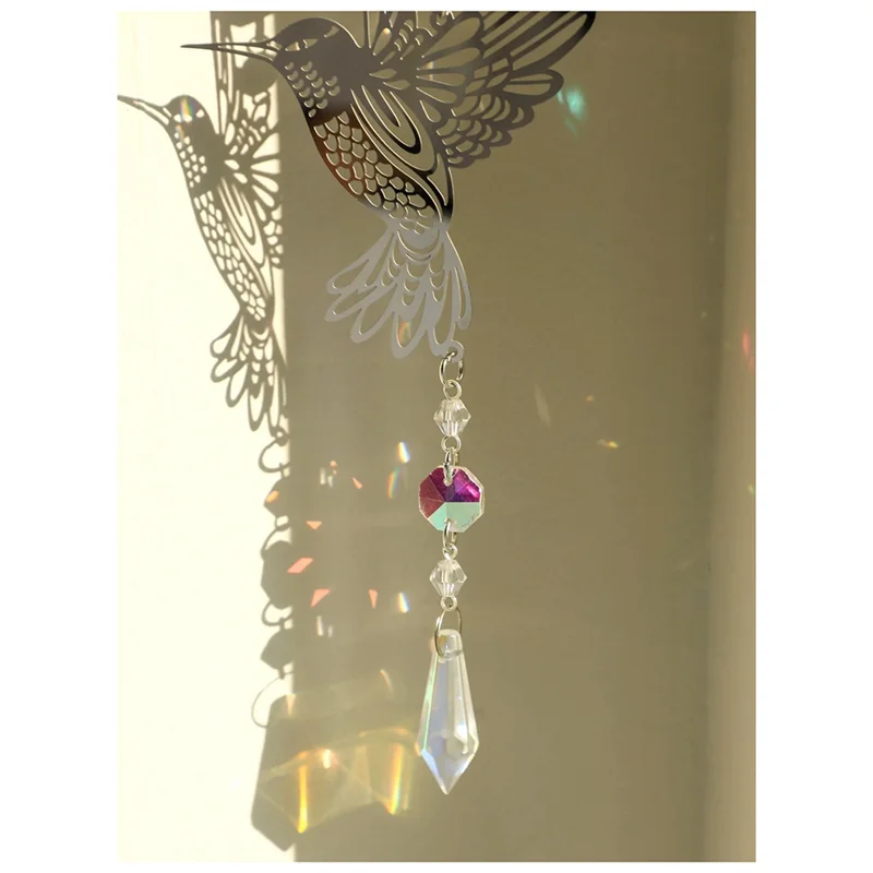 فضي اللون Brid كريستال Suncatcher معلقة الديكور قوس قزح صانع غرفة ديكور ضوء الماسك غرفة الديكورات الجمالية، دائم