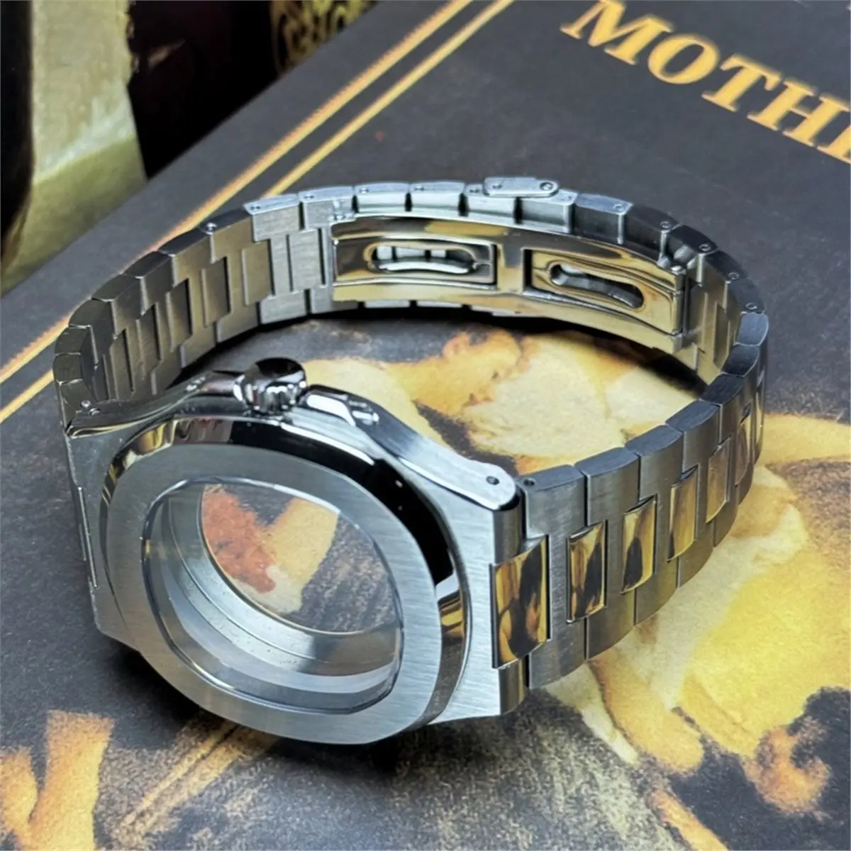 Square Watch Case 316L Steel Bracelet for NH34 NH35 NH36 4r35 Movement Sapphire Glass Watch Spare Part