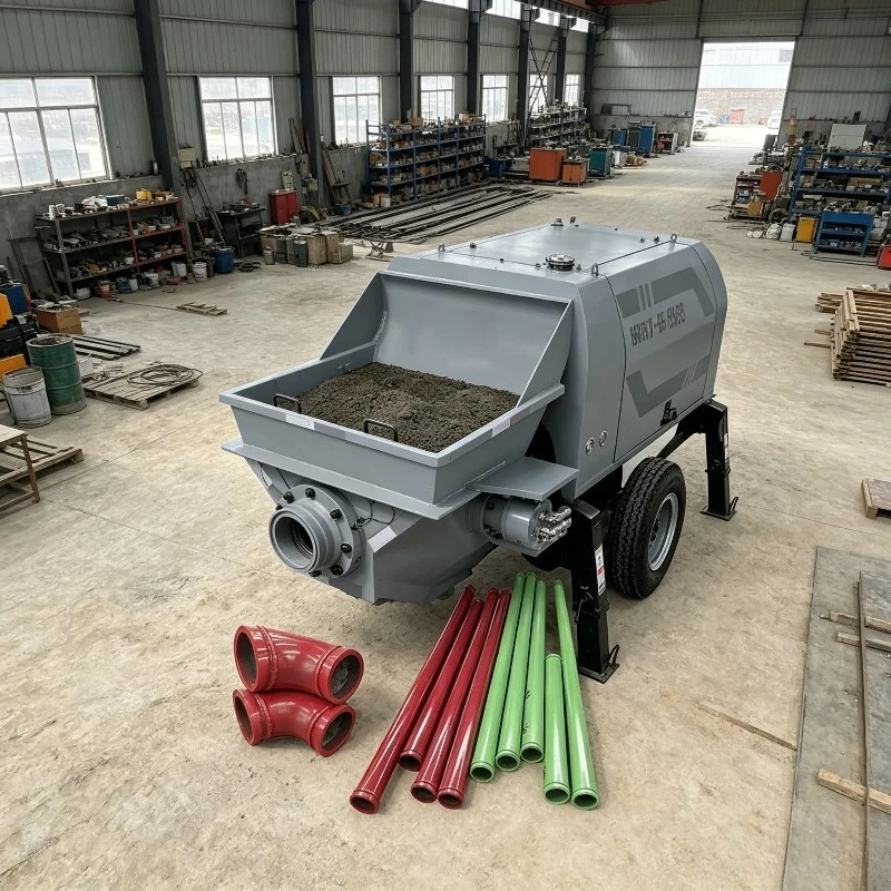 Pompe à béton industrielle robuste au prix FOB, offrant une capacité de pompage stable et un débit de matériaux continu et constant