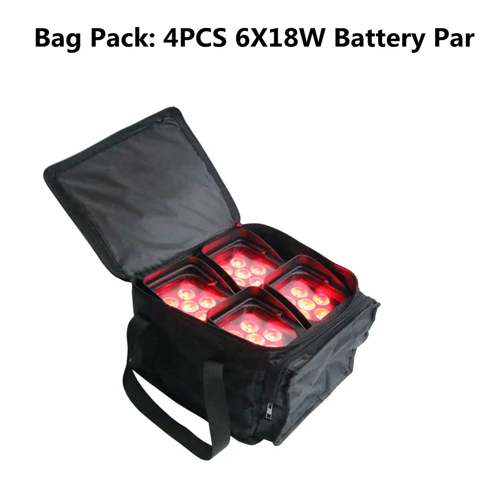 

4pcs/bag Battery Wireless DMX Wifi Remote Led Wedding Uplight 6x18w RGBWAUV 6in1 LED Par DJ Sound Party lights