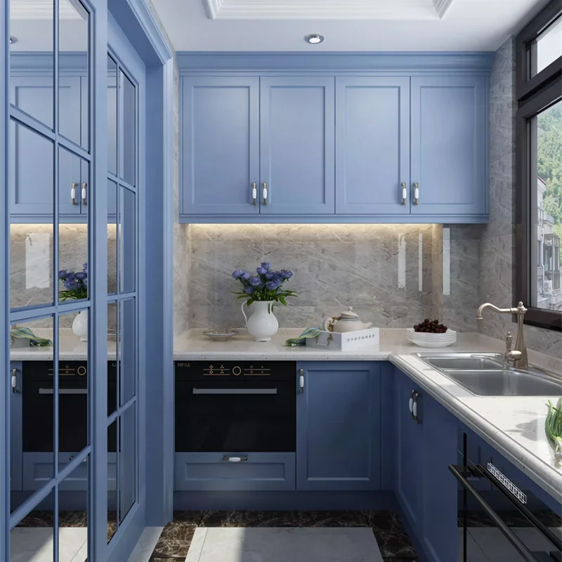 Blue Shaker Style Kitchen Cabinets Free Designs Solid Wood Kitchen Cupboards Furniture