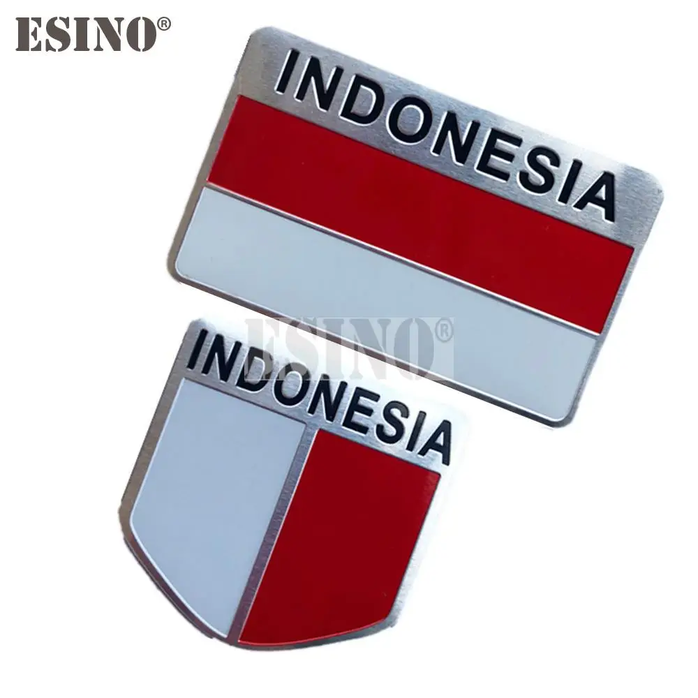 Car Styling Indonesia National Flag 3D Metal Chrome Aluminium Alloy Decorative Emblem Adhesive Badge Sticker Decal Accessory