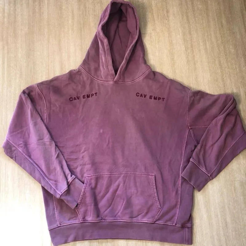 

Худи CAVEMPT с эффектом восковой окраски, фиолетовое, с эффектом потертости, плотное, с капюшоном, высококачественное, с вышитым логотипом и абстрактным принтом, пуловер