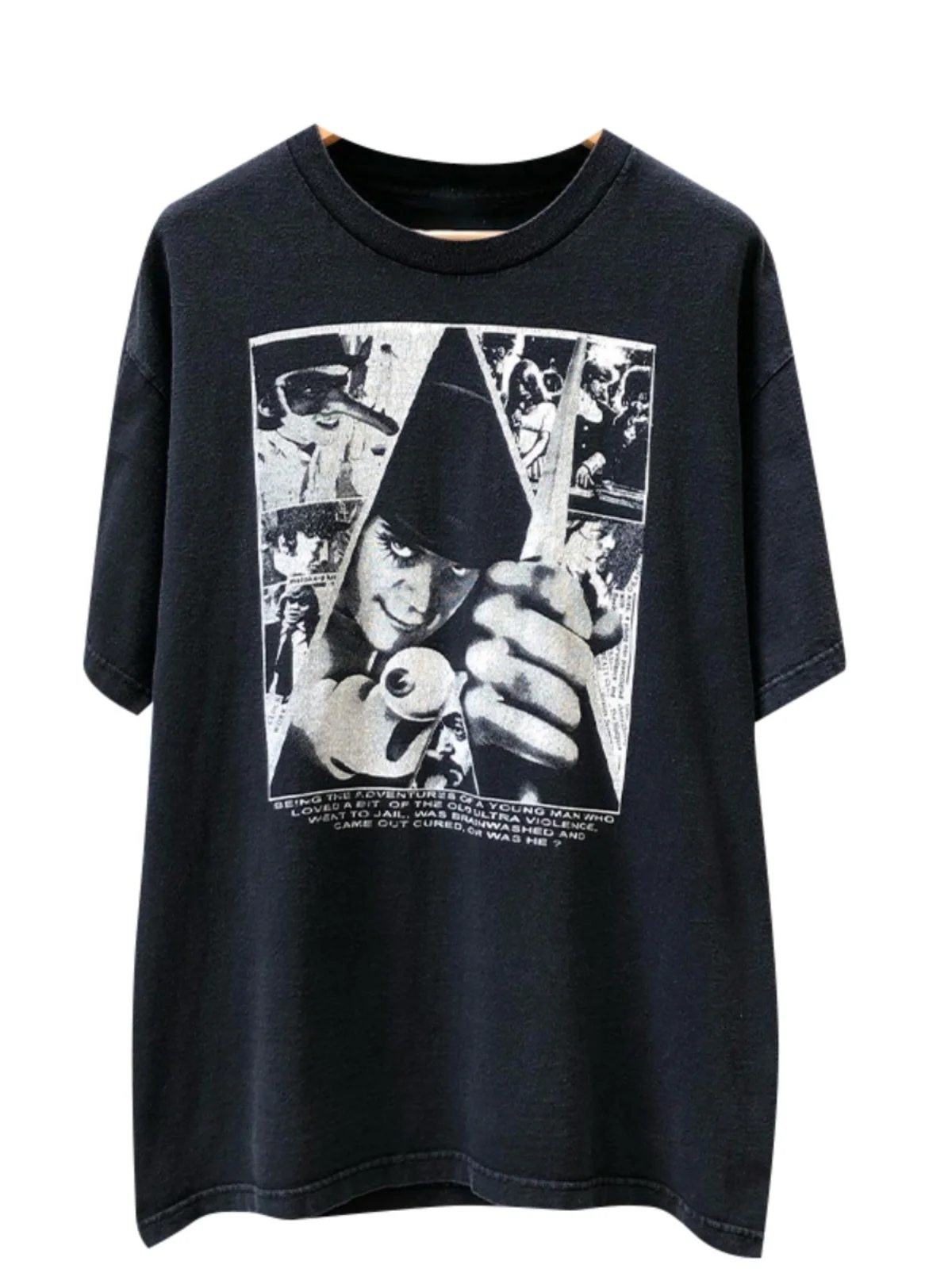 تي شيرت فيلم برتقالي على شكل عقارب الساعة للجنسين كلاسيكي عتيق من القطن الثقيل بأكمام قصيرة كاجوال