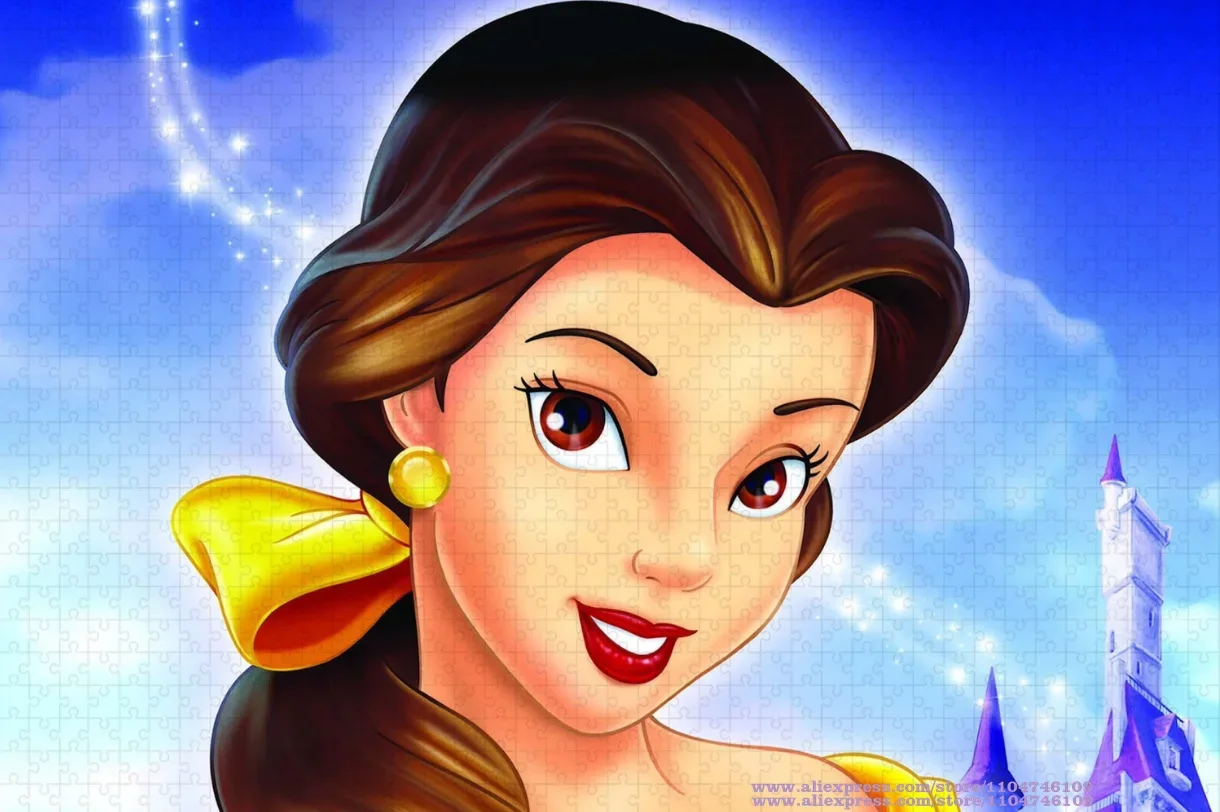 벨 퍼즐 디즈니 공주 퍼즐 108/200/300/500/1000Pcs 지그 소 퍼즐 Diy 창의력 상상 게임 장난감 매직 퍼즐