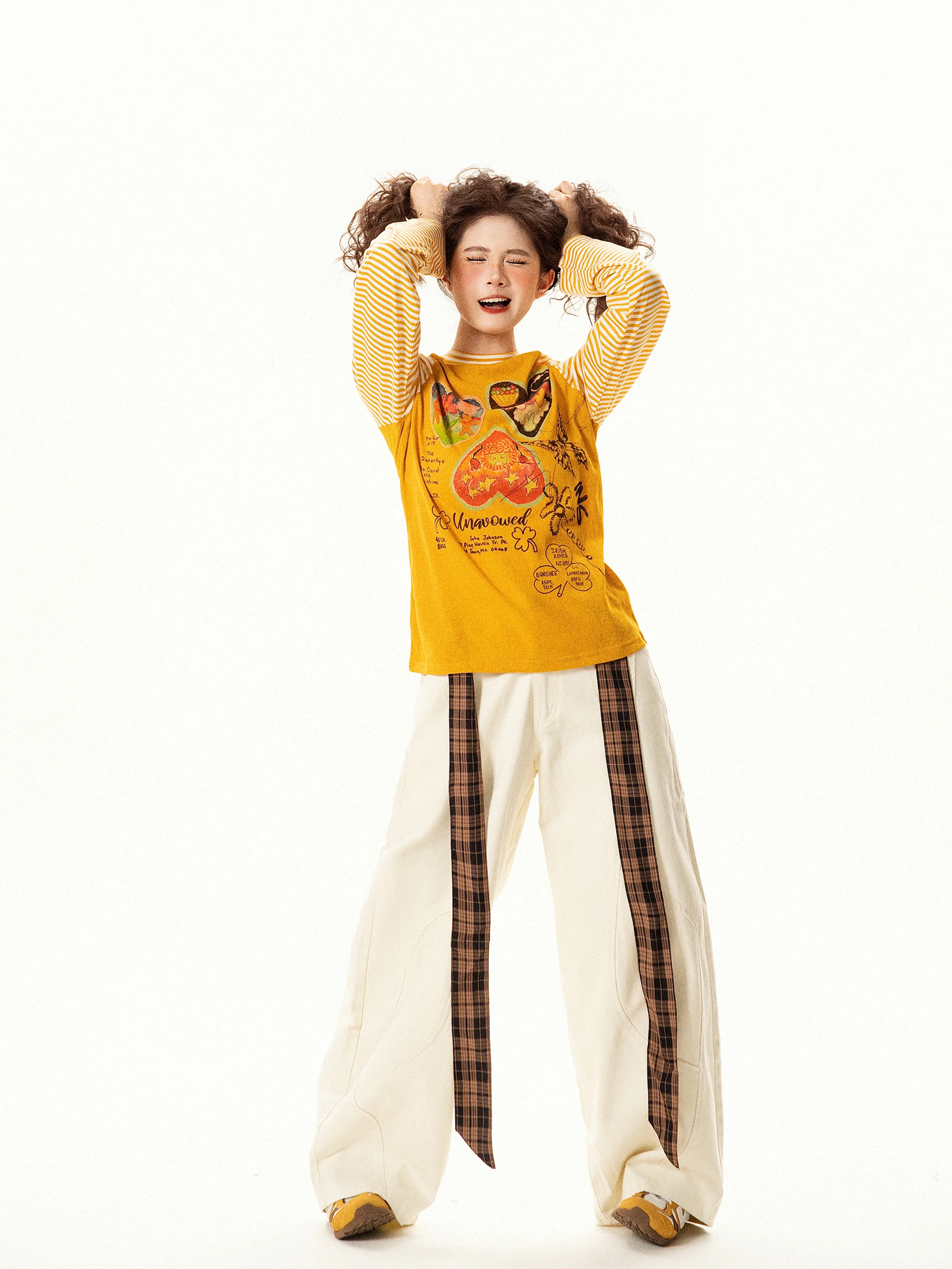 

Retro Design Love Print Thin Long Sve T-irt Women Summer Versatile Slimming Cover up Top Street Sle Loose Fit round Ne