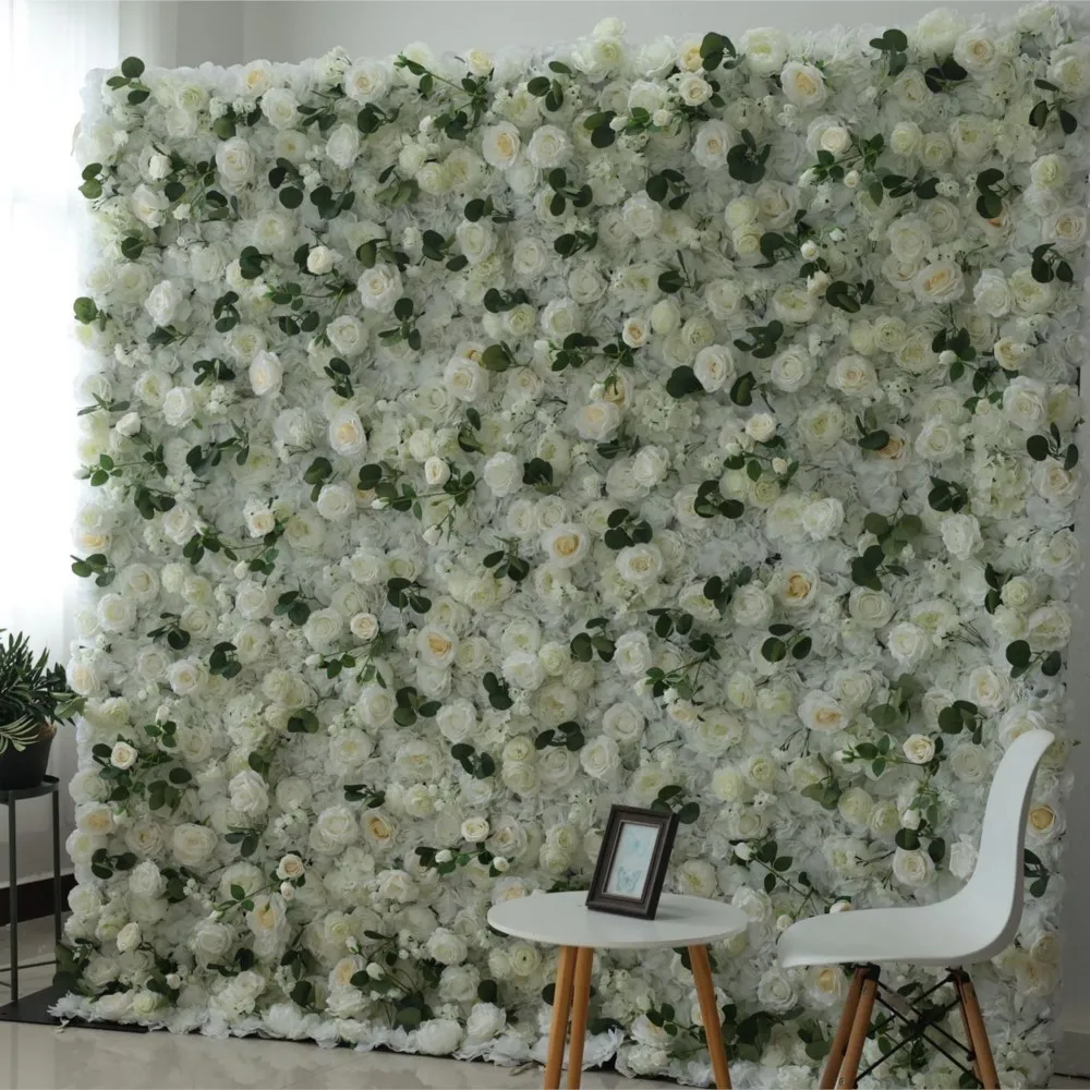 

Luxury Purple 5D Cloth Flower Wall Wedding Backdrop Props Rose Hydrangea Greenery Arrangement Curtain Hanging Fabric Floral wall