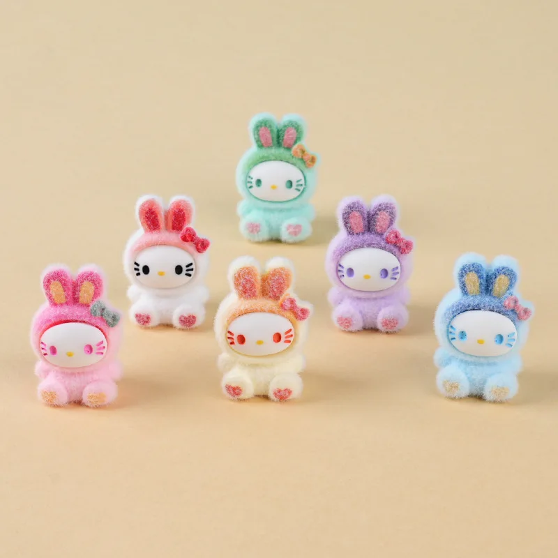6pcs Anime Rainbow for HelloKitty Doll Creative DIY Resin Doll ornaments crafts high-end desk decorations For Christmas Gifts