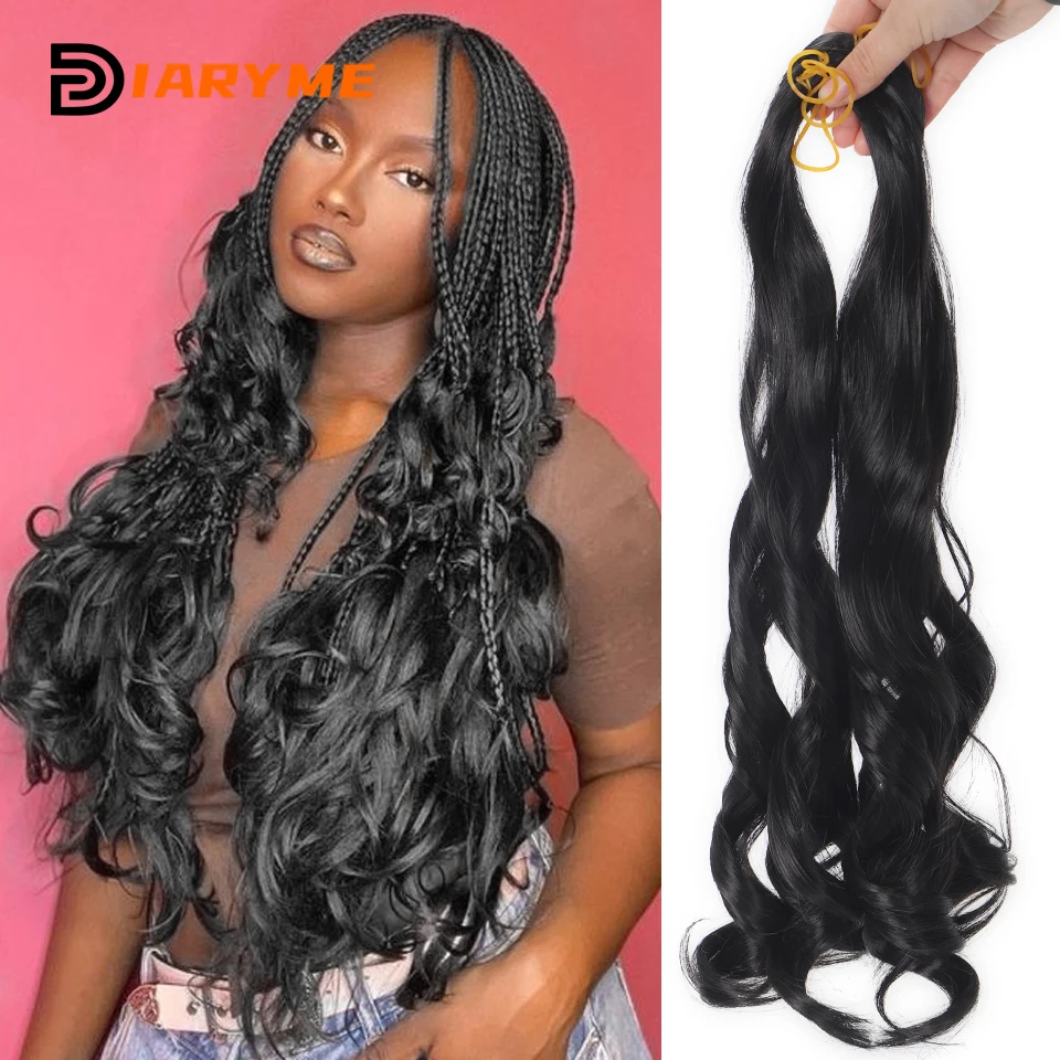 Capelli intrecciati rimbalzanti curli francesi estensioni dei capelli sintetici spirale ricci Pre allungati Premium intrecciare i capelli ondulati per le donne Blac