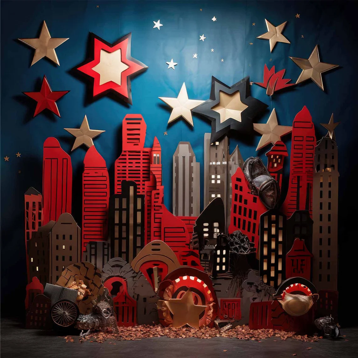 Johnson Super hero City Skyline Star Wood backdrops High quality computer print birthday Photography Studio Backgrounds