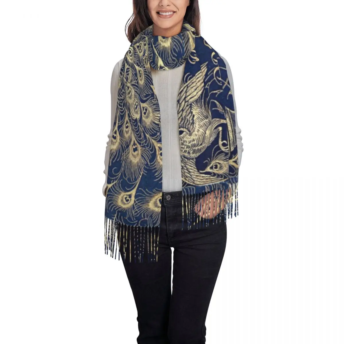 Pride And Prejudice Peacock Feather Tassel Scarf Women Soft Jane Austen Shawl Wrap Lady Winter Scarves