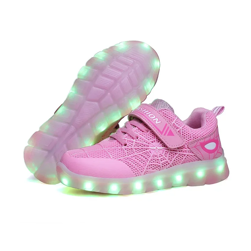 YUNICUS autunno scarpe in rete traspirante per bambini Led scarpe a emissione di luce per bambini neonate Sneakers a emissione di luce ragazzi luce