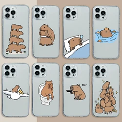 Funny Capybara Cartoon Animal Phone Case for iPhone 15 14 13 12 11 Pro Max Plus X Xs Max XR SE 2020 8 7 Plus Soft Clear Cover