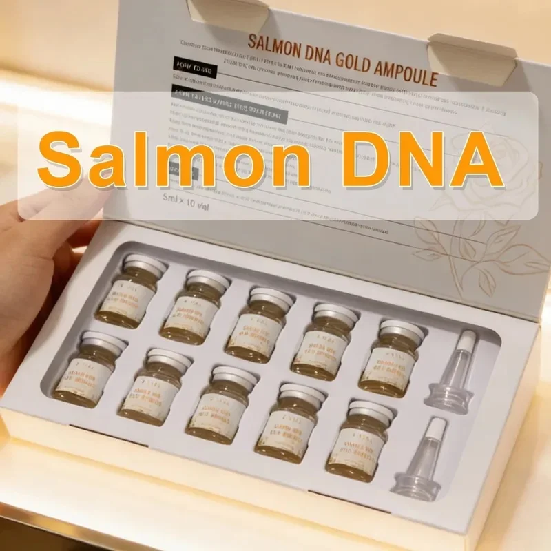 Facial Skin Booster Ampoule Serum Kit, Salmon DNA Infused Gold Ampoule, Moisturizing & Skin Rejuvenation Care for Face JJ4741