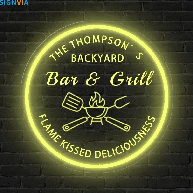 Custom BBQ Neon Sign USB-Powered Adjustable LED Lights With Engraved Design Perfect For Home Decor Party Bars And Restaurants