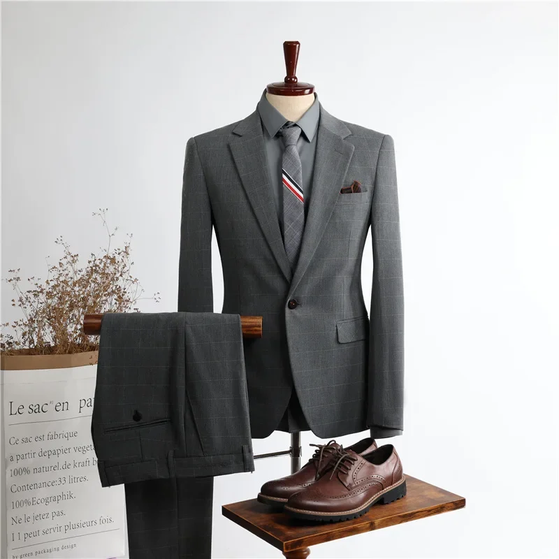 Traje de negocios Formal personalizado para hombres, traje delgado para novio, boda, nuevo, 77