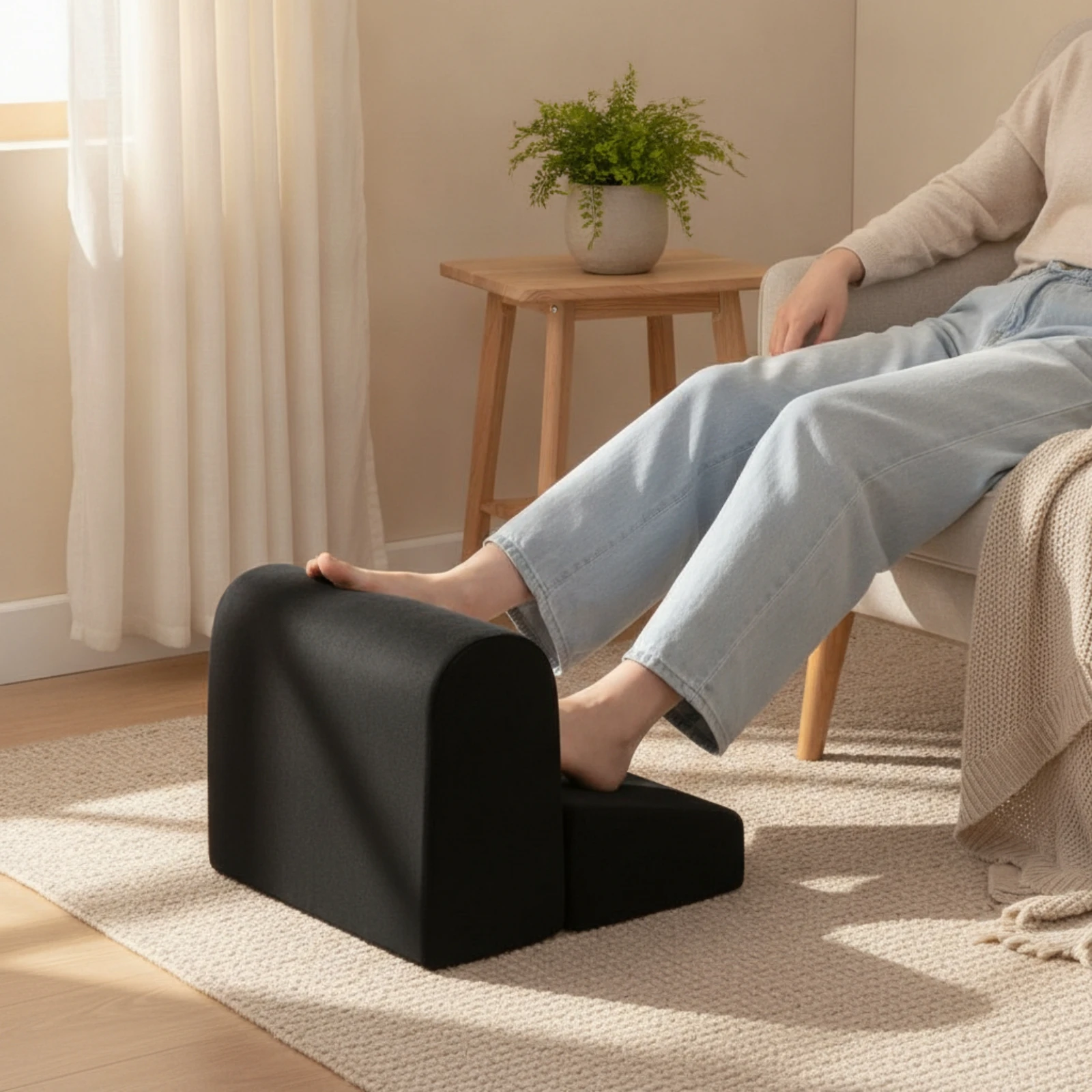 Anti-Slip Workplace Aid Stepped Foam Footrest Under-Desk Footrest