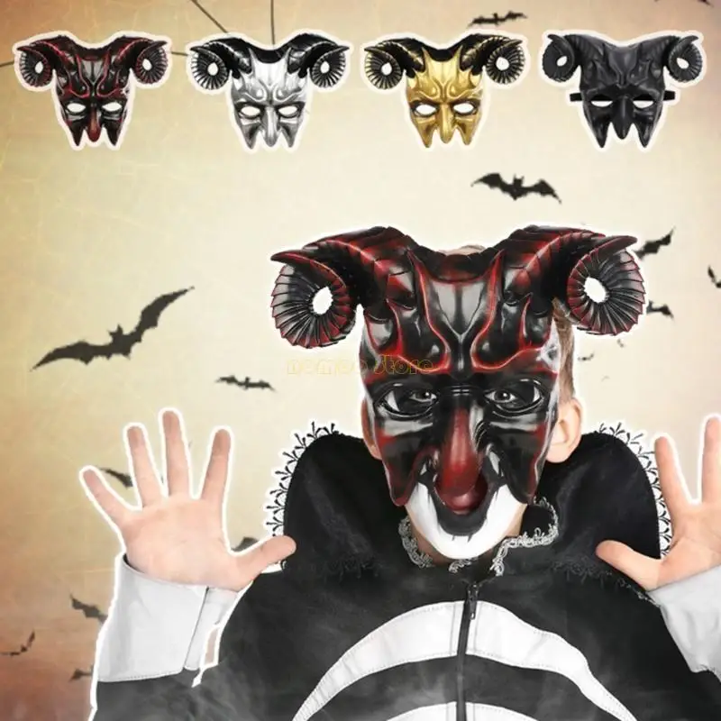31BF Halloween Mask Masquerade Mask Ox Horn Mask Cosplay Mask Costume Women Men