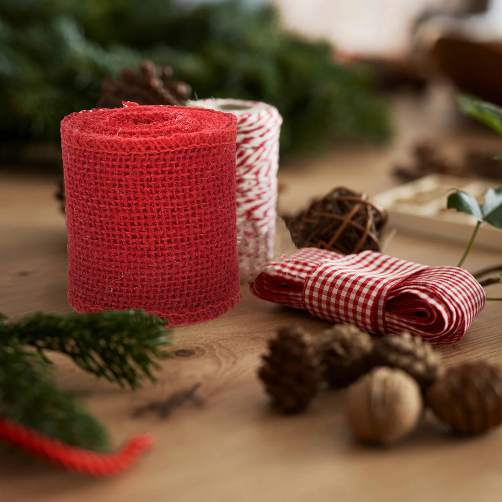 

Red Jute Burlap Ribbon Roll 2m Length 6cm Width Rustic Christmas Decoration Wrap Craft Wedding Natural Look Burlap Ribbon Roll