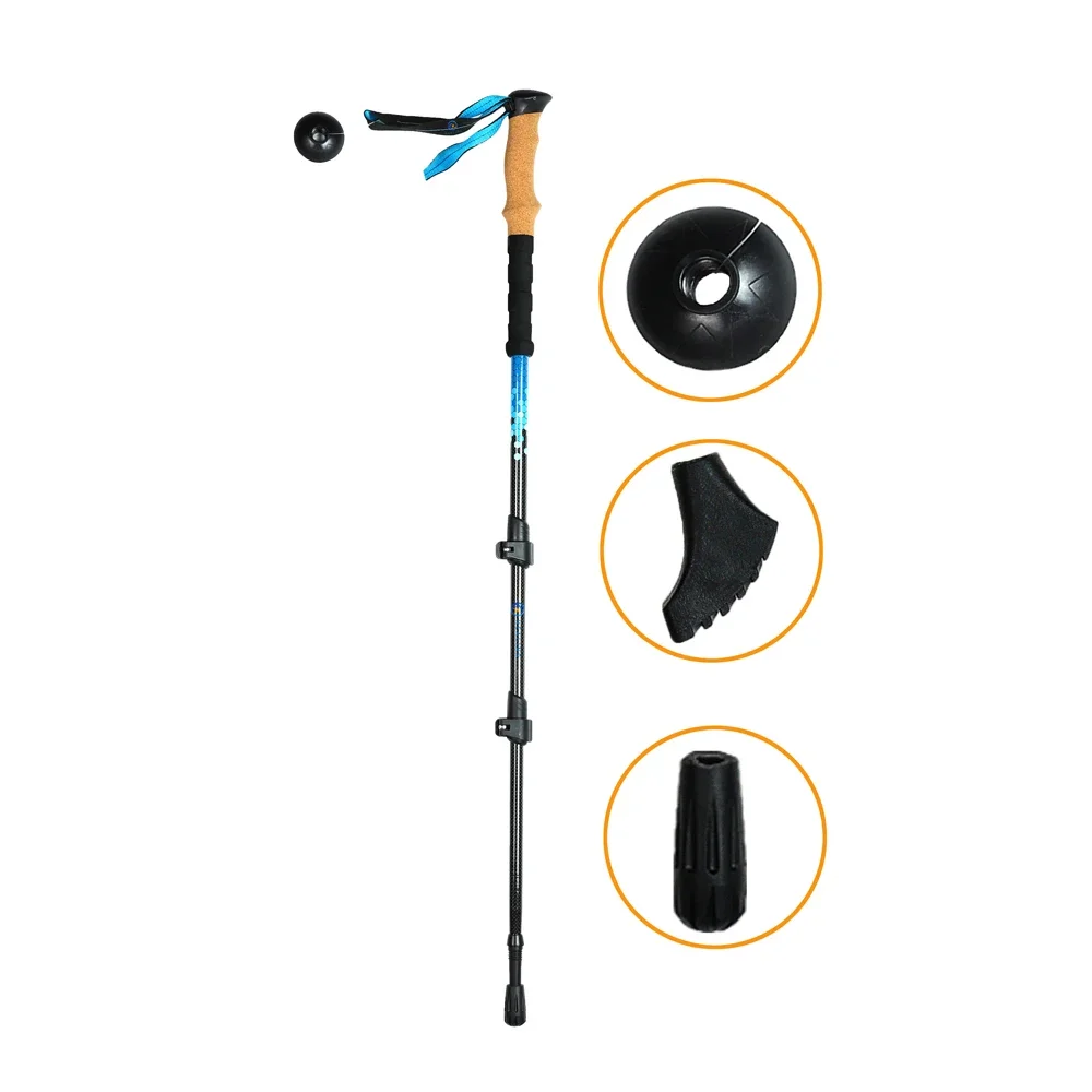 Telescopic Trekking Poles 3K Walking Stick Adjustable Trekking poles Outdoor Stick Carbon Fiber with Soft EVA Handle